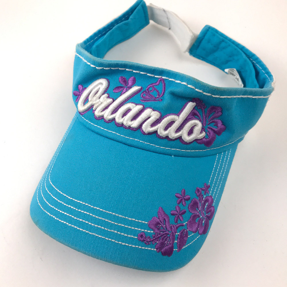 Orlando script bright blue purple sun visor